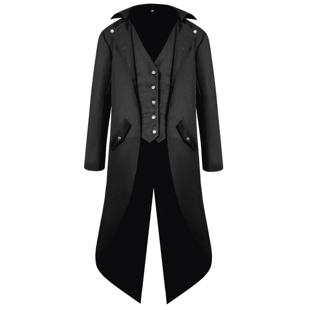 IBTOM CASTLE Men's Steampunk Vintage Tailcoat Jacket Gothic Medieval Victorian Frock Button Down Swallow Coat M Green