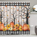 Ikfashoni Fall Shower Curtain with Hooks, Fall Decor for Home, Buffalo Plaid Pumpkin Waterproof Bathroom Curtains, 72"X72"
