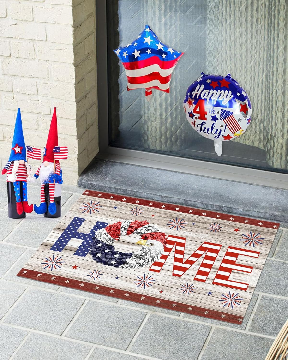 Christmas Snowman Trees Entrance Door Mat, Red Plaid Low Profile Tradition Christmas Decor Welcome Doormat, Non-Slip Carpet Rugs Floor Mat Decorative for Home/Bathroom/Kitchen - 20"x31.5"