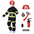 JCCXIN Toddler Kids Boys Girls Halloween Fireman Outfits Career Role Play Dress-Up Party Clothes Coat And Pants With Accessories Set Trick Or Treat School Carnival Cool Outfit Sets,Red,1-2 Years