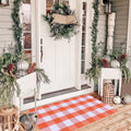 JLFNYA Halloween Rug,15.7*24inch Checkered Rug,Rug Halloween Fall Door Mat Cotton Washable Area Rugs Door Mat Outdoor Entrance for Front Porch Entryway Fall Farmhouse