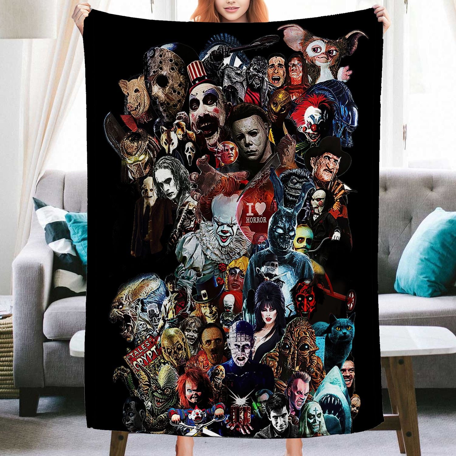 Jbralid This is My Horror Movie Watching Blanket, Horror Movie Blanket, Halloween Blanket, Scary Movie Blanket, Horror Blanket Gifts for Halloween 40x50 in