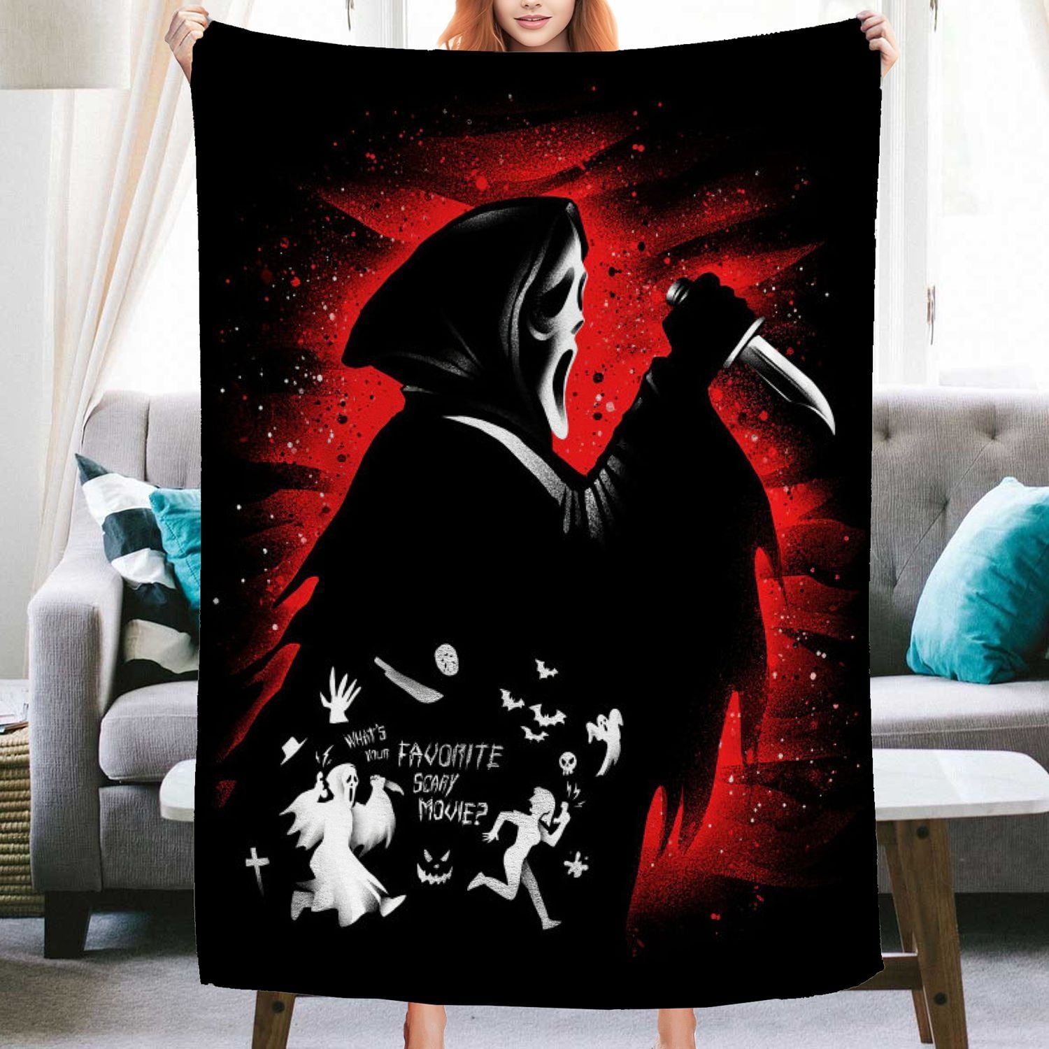 Jbralid This is My Horror Movie Watching Blanket, Horror Movie Blanket, Halloween Blanket, Scary Movie Blanket, Horror Blanket Gifts for Halloween 40x50 in