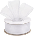 Joycrosso 1.5 Inch White Wired Organza Ribbon - 20 Yards Sheer Decorative Ribbon for Gift Wrapping, Wedding Decor, Christmas Tree, Crafts & DIY Projects