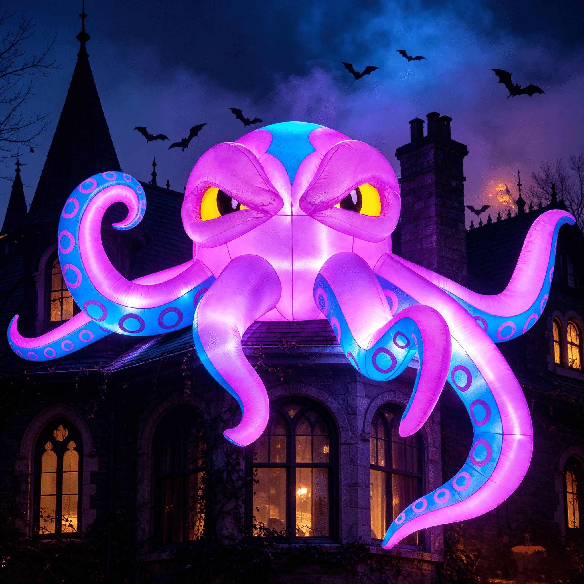 Joyfy 4.5 FT Halloween Inflatable Decorations Outdoor Scary Flying Ghost Broke Out from Window with Built-in LED Blow Up Inflatable for Window Decoration Yard Garden Lawn Decor