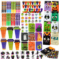 Joyfy 192 Pcs Halloween Stationery Set, Halloween Markers Rulers Stickers Erasers Stamps Notebooks Bags Party Favors,Halloween Trick or Treat Bags,Halloween Gifts for Kids,Classroom Favors