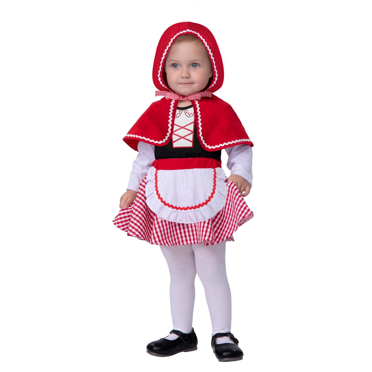 Joyfy Women Little Red Riding Hooded Costume with Dress, Cape and Gloves Outfits Set, Adult Women Halloween Costume for Halloween Themed Party Cosplay