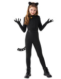 Joyfy Black Cat Costume for Girls, Kids Cat Outfit Set with Tail, Child Black Cat Halloween Costume for Cosplay Party