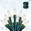 Joyfy Clear Christmas Lights,16.3ft 50 Count Warm White Christmas String Lights,Connectable Green Wire Xmas Tree Lights for Indoor Outdoor Christmas Decorations Holiday Party Decor