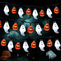 Joyfy 19.7ft Halloween Lights,30 LED Waterproof 3D Pumpkin Ghost Battery Operated String Lights with Timer 8 Lighting Modes Fairy Light for Window Indoor Outdoor Decor Halloween Party Decorations