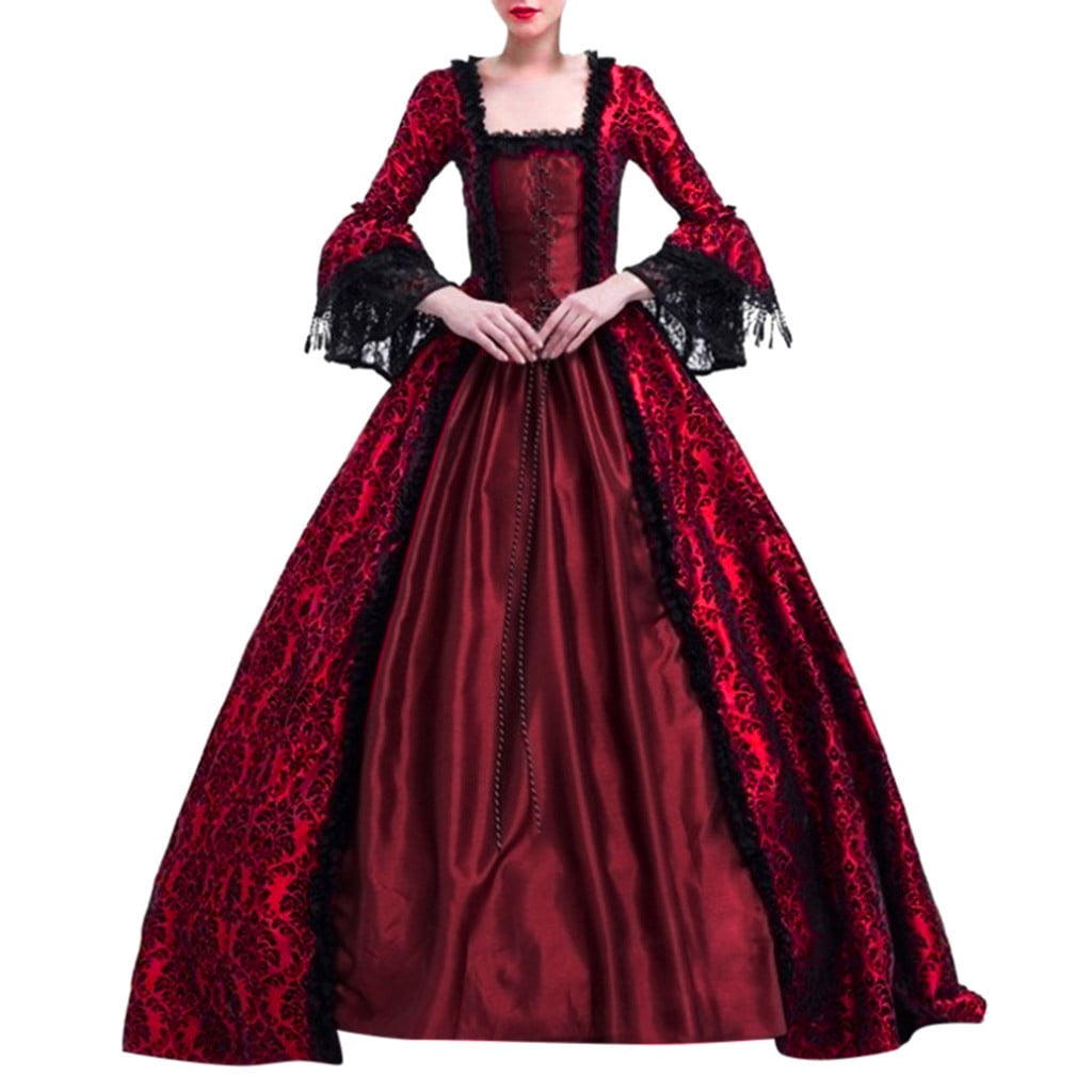 Jsaierl Victorian Dress for Women 1800S Medieval Renaissance Dress Corset Flare Sleeve Vintage Dress Cocktail Party Ball Gown