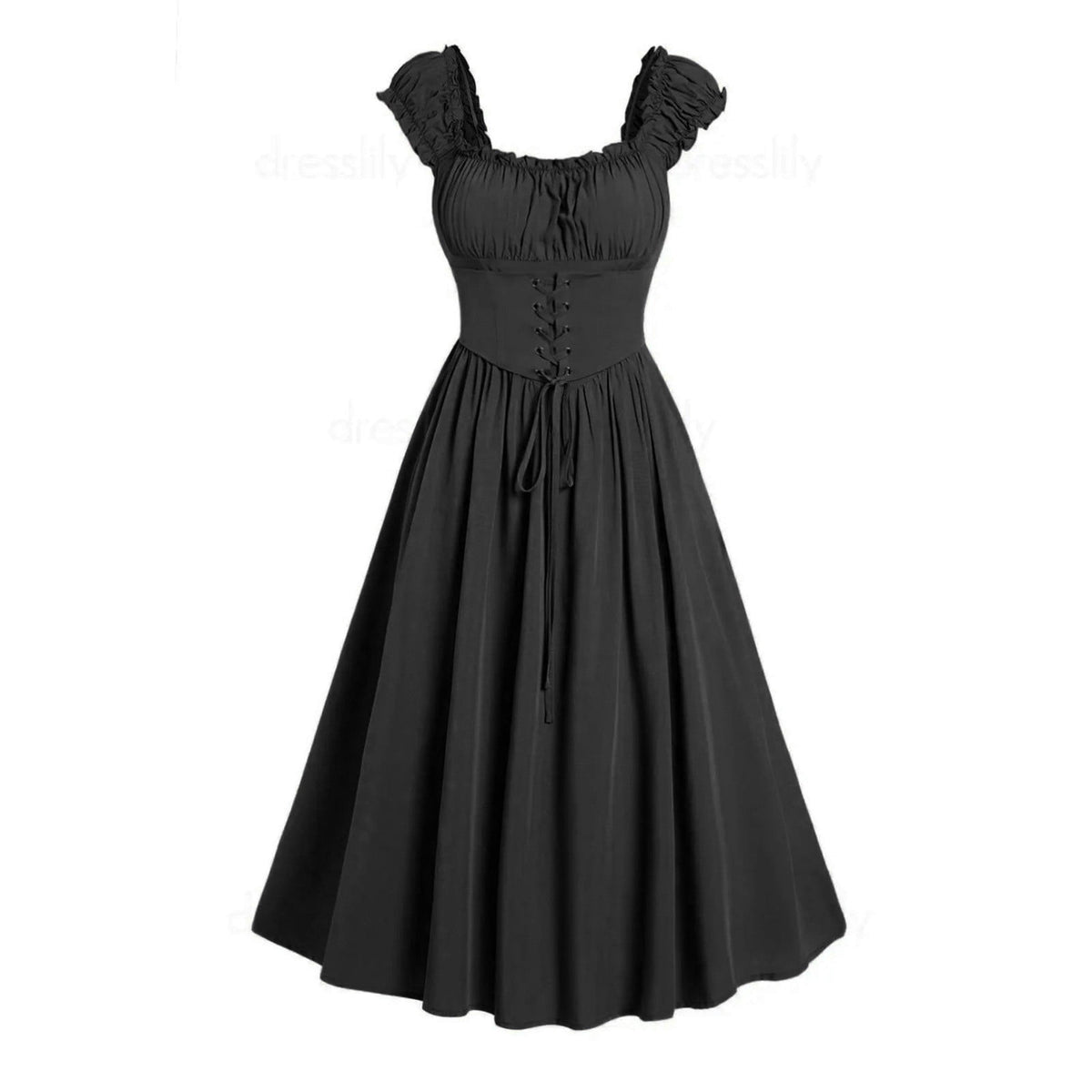 Jsaierl Womens Vintage Medieval Dress Renaissance Pleated Dress with Corset Patchwork Ball Gown Sleeveless Lace Up Midi Dresses