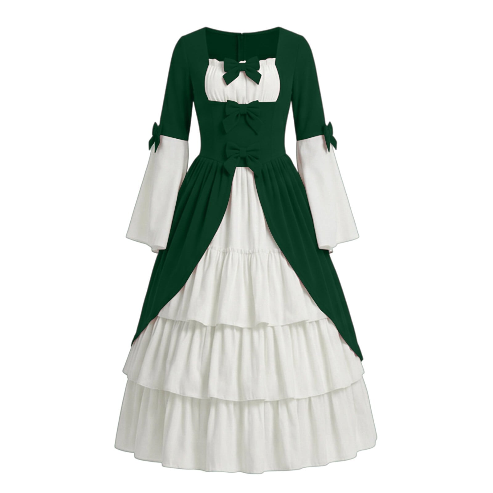 Gothic Dresses for Women Medieval Renaissance Halloween Costume Lace Up Corset High Low Ruffle Hem Square Neck Vintage Gown