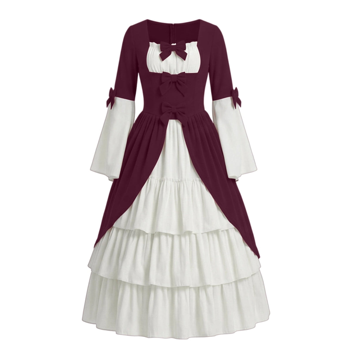 Gothic Dresses for Women Medieval Renaissance Halloween Costume Lace Up Corset High Low Ruffle Hem Square Neck Vintage Gown