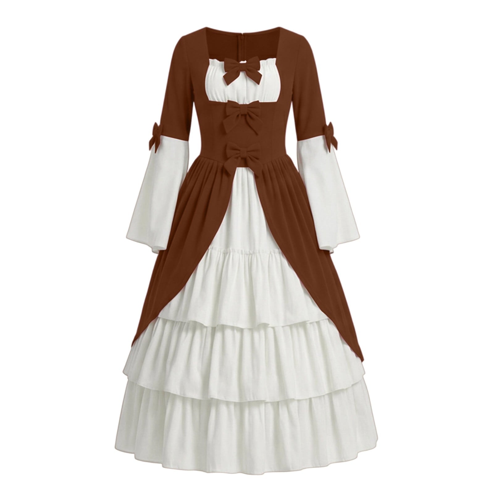 Gothic Dresses for Women Medieval Renaissance Halloween Costume Lace Up Corset High Low Ruffle Hem Square Neck Vintage Gown