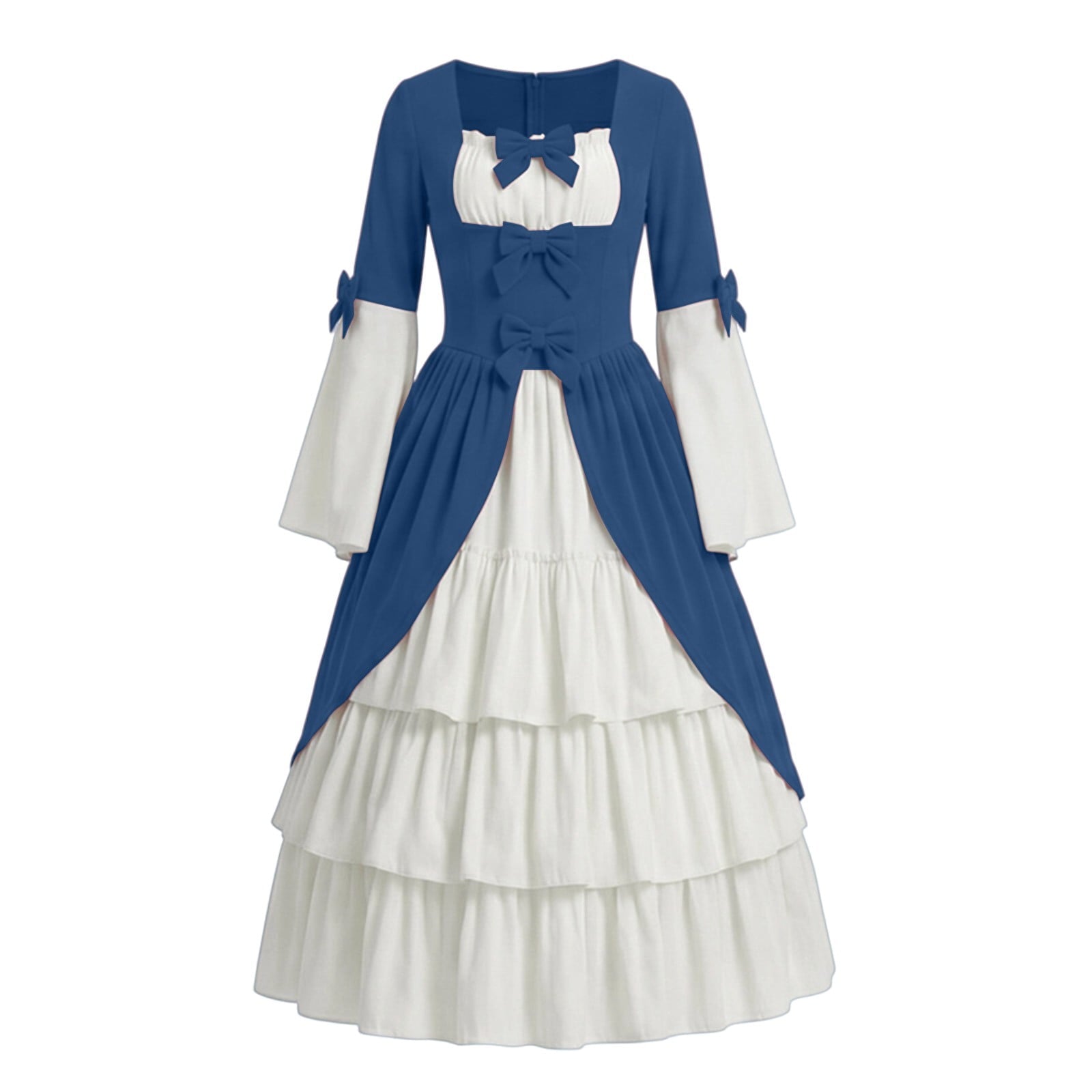 Gothic Dresses for Women Medieval Renaissance Halloween Costume Lace Up Corset High Low Ruffle Hem Square Neck Vintage Gown