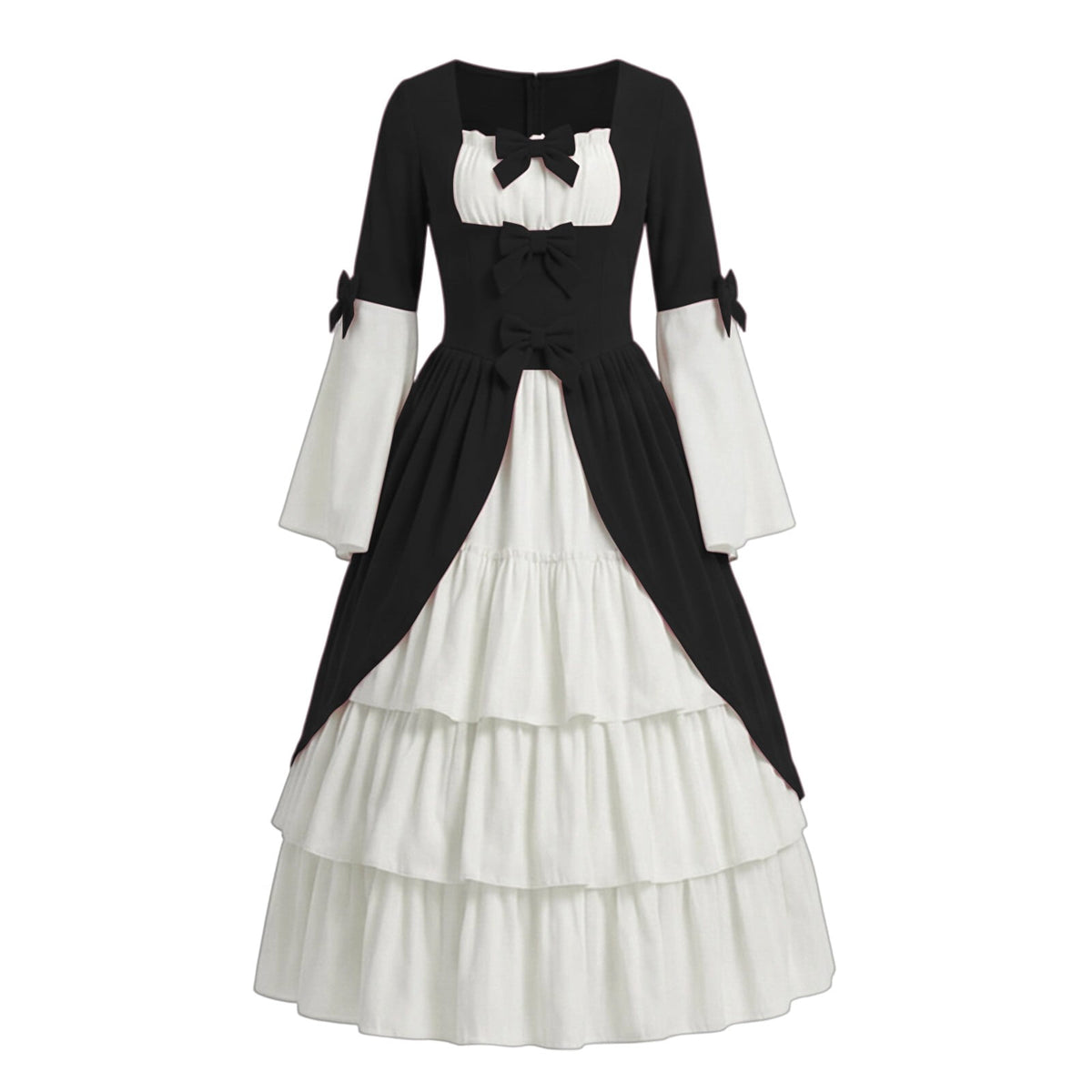 Gothic Dresses for Women Medieval Renaissance Halloween Costume Lace Up Corset High Low Ruffle Hem Square Neck Vintage Gown