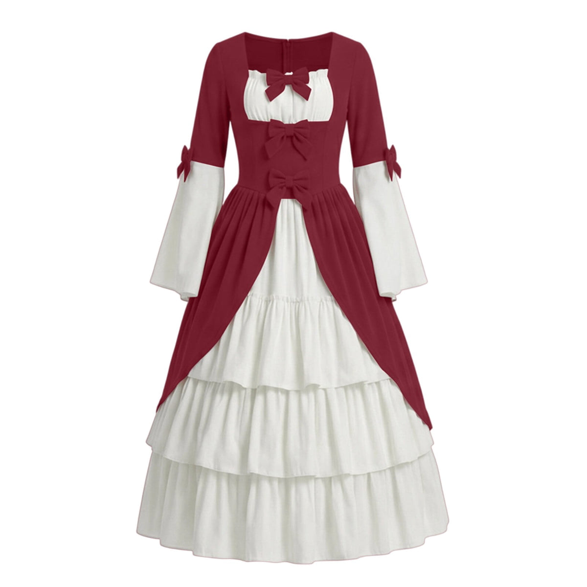 Gothic Dresses for Women Medieval Renaissance Halloween Costume Lace Up Corset High Low Ruffle Hem Square Neck Vintage Gown
