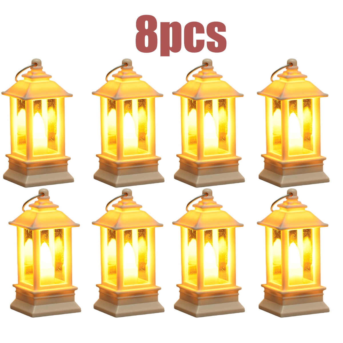 KOYPTL 8 Pcs Black Lanterns Decorative Indoor Mini Battery Operated Lanterns with Flameless Candle,Christmas Table Decorations Hanging Ornament for Wedding Table Centerpieces Home Xmas Decor Outdoor