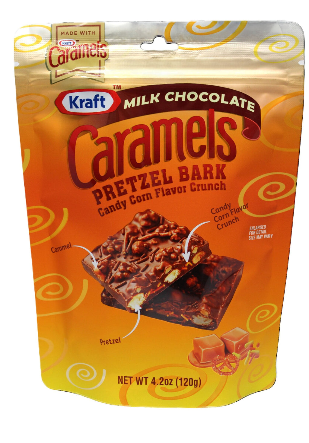 KRAFT CARAMELS Candy Corn Pretzel Bark, Milk Chocolate, 4.2 oz Bag