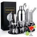 Biemlerfn 25-Piece Cocktail Shaker Set, Mixology Bartender Kit with Acrylic Stand Stainless Steel Bar Tools, Full Bartender Accessories and Recipe Book