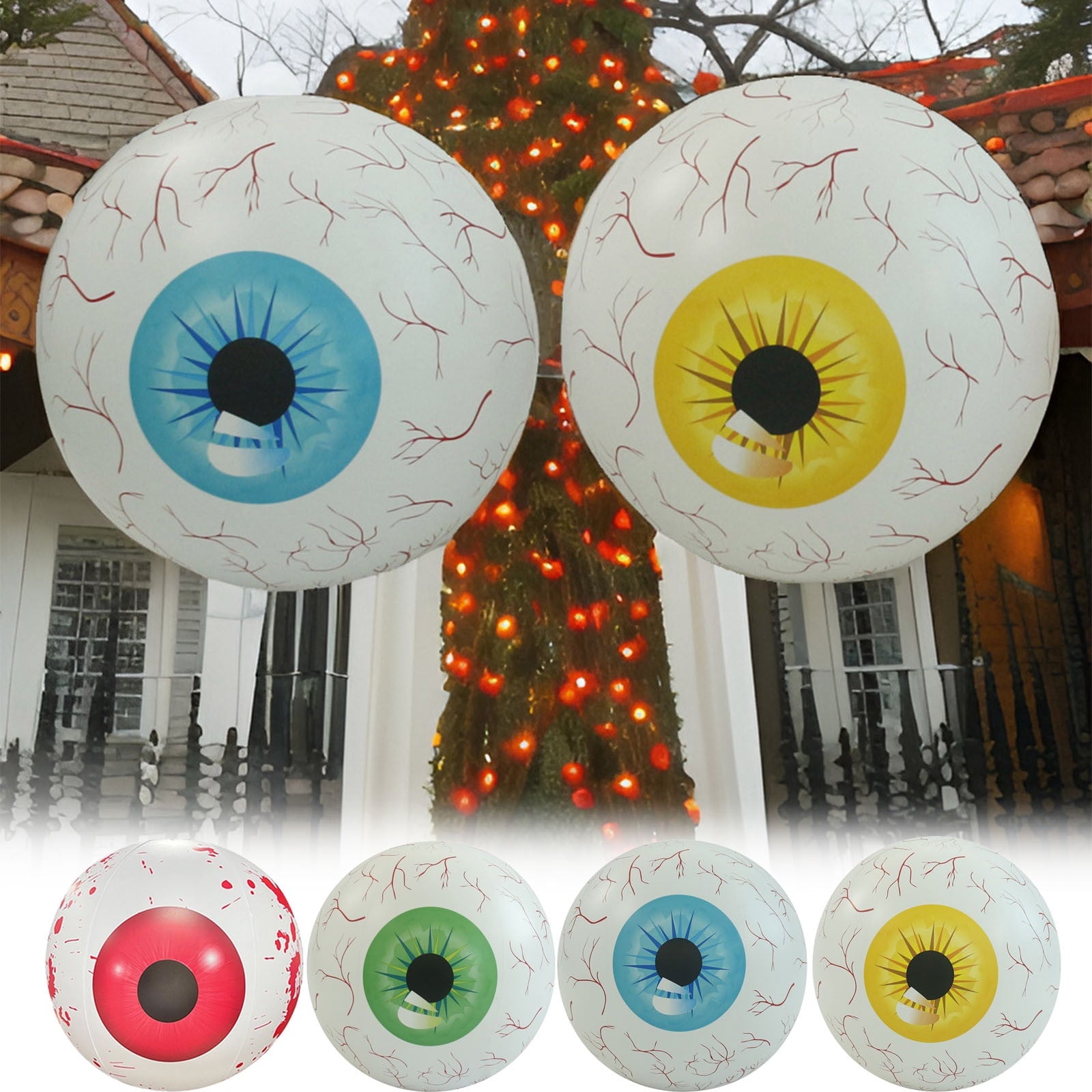 Kdkad Halloween Inflatables Large Set of Eyes Decoration, 23.6 Inch Large LED Glowing Eyes Inflatable Set, Blow Ups Eyes for Yard Horror Parties & Blow-Up Displays