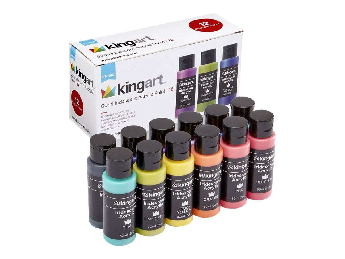 Kingart Studio Acrylic Craft Paint, 60ml (2oz) Bottle, Set of 12 Metallic Colors