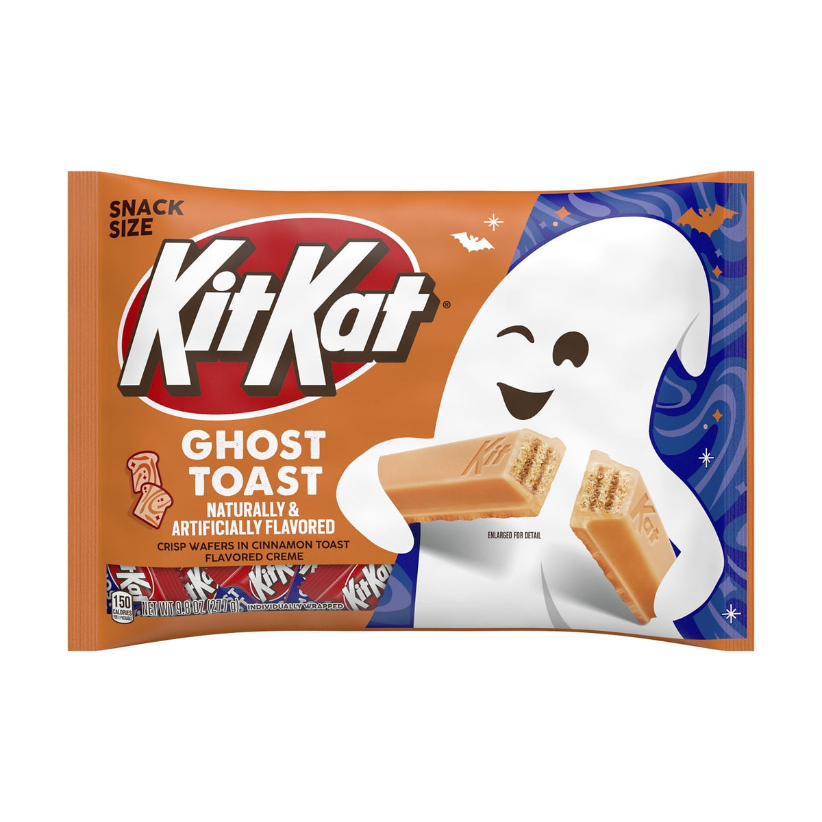Kit Kat Ghost Toast Cinnamon Toast Flavored Creme Wafer Snack Size, Halloween Candy Bag, 9.8 oz