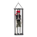 Konghyp Halloween Hanging Decoration Cage Ghost, Motion Activated Skeleton Prisoner, Creepy Party Prop for Haunted House, Animated Scare Device, Unique Halloween Decor