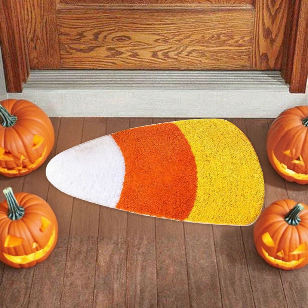 Konghyp Pumpkin Shaped Carpet, Non-Slip Entryway Rug, Washable Floor Mat for Home Entrance, Ideal for Halloween Fall Thanksgiving Decor, Versatile Bathroom and Kitchen Mat