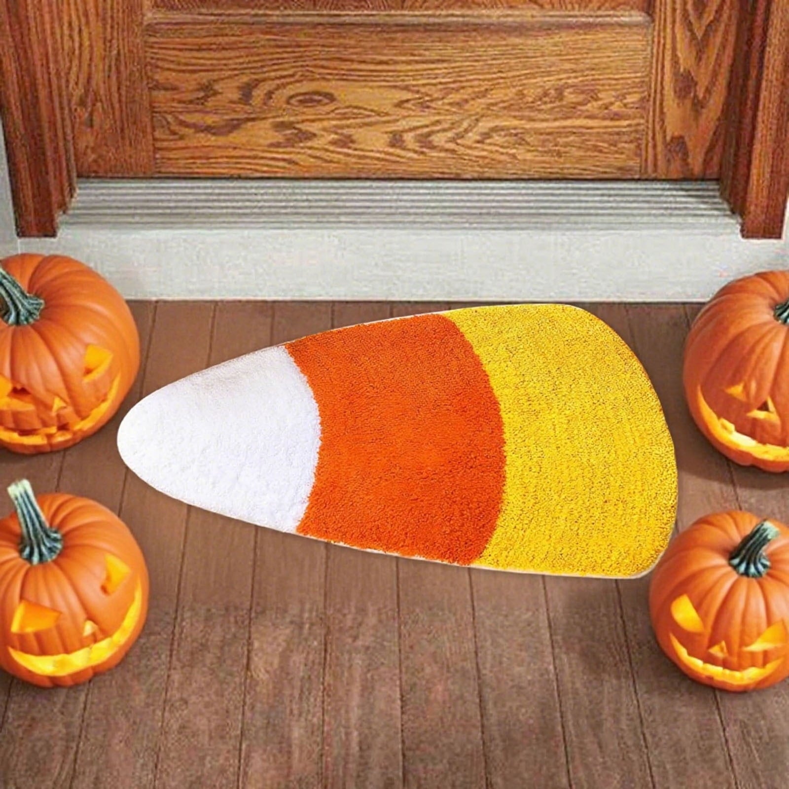 Konghyp Pumpkin Shaped Carpet, Non-Slip Entryway Rug, Washable Floor Mat for Home Entrance, Ideal for Halloween Fall Thanksgiving Decor, Versatile Bathroom and Kitchen Mat