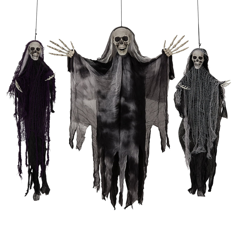 Ktaxon 4ft Hanging Ghost Animated Halloween Decoration 3pcs Creepy Skeleton Set
