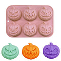 Ktlvex 6-Cavity Pumpkin Silicone Mold, Rectangular, Food-Grade, Pink – for Halloween Chocolate, Soap & Baking