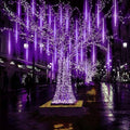 LED Outdoor String, Rain Lights,Meteor Lights,Meteor rain Lights 30cm 10 Tube Solar rain Lights with for Christmas Parties Wedding Christmas Tree