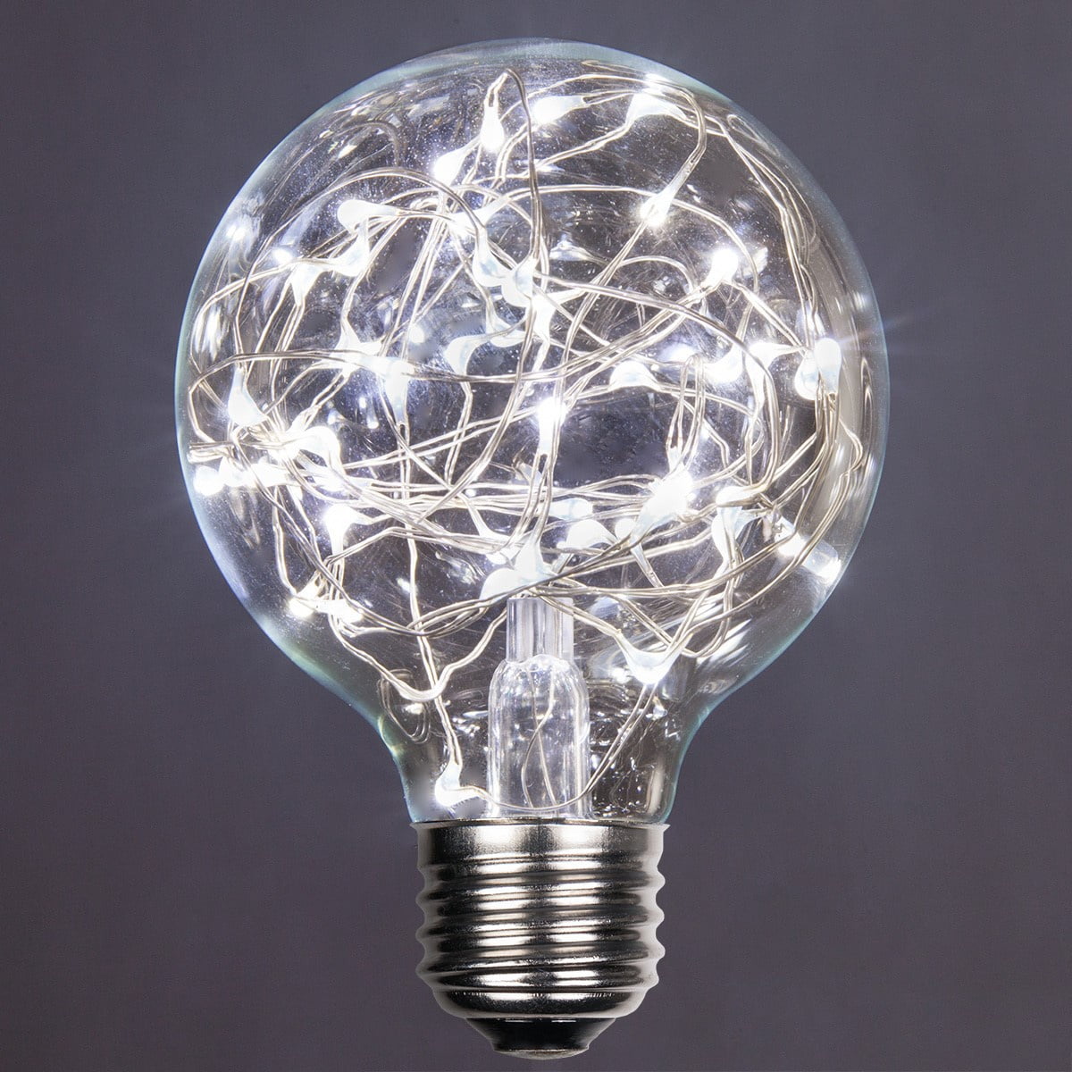 LEDimagine G80 Fairy Light Bulb, 50 Multicolor Color Changing LED Diodes Inside, Clear Glass Finish, E26 Base