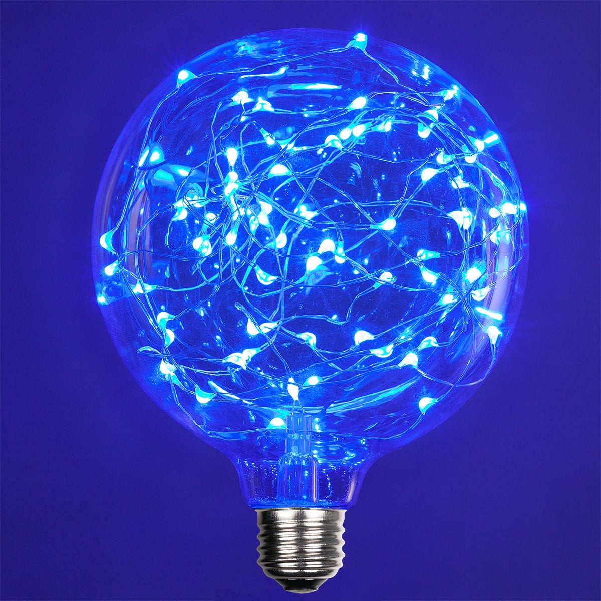 LEDimagine G80 Fairy Light Bulb, 50 Multicolor Color Changing LED Diodes Inside, Clear Glass Finish, E26 Base