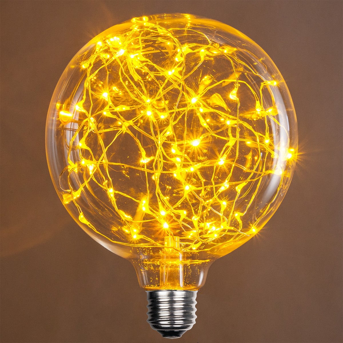 LEDimagine G80 Fairy Light Bulb, 50 Multicolor Color Changing LED Diodes Inside, Clear Glass Finish, E26 Base