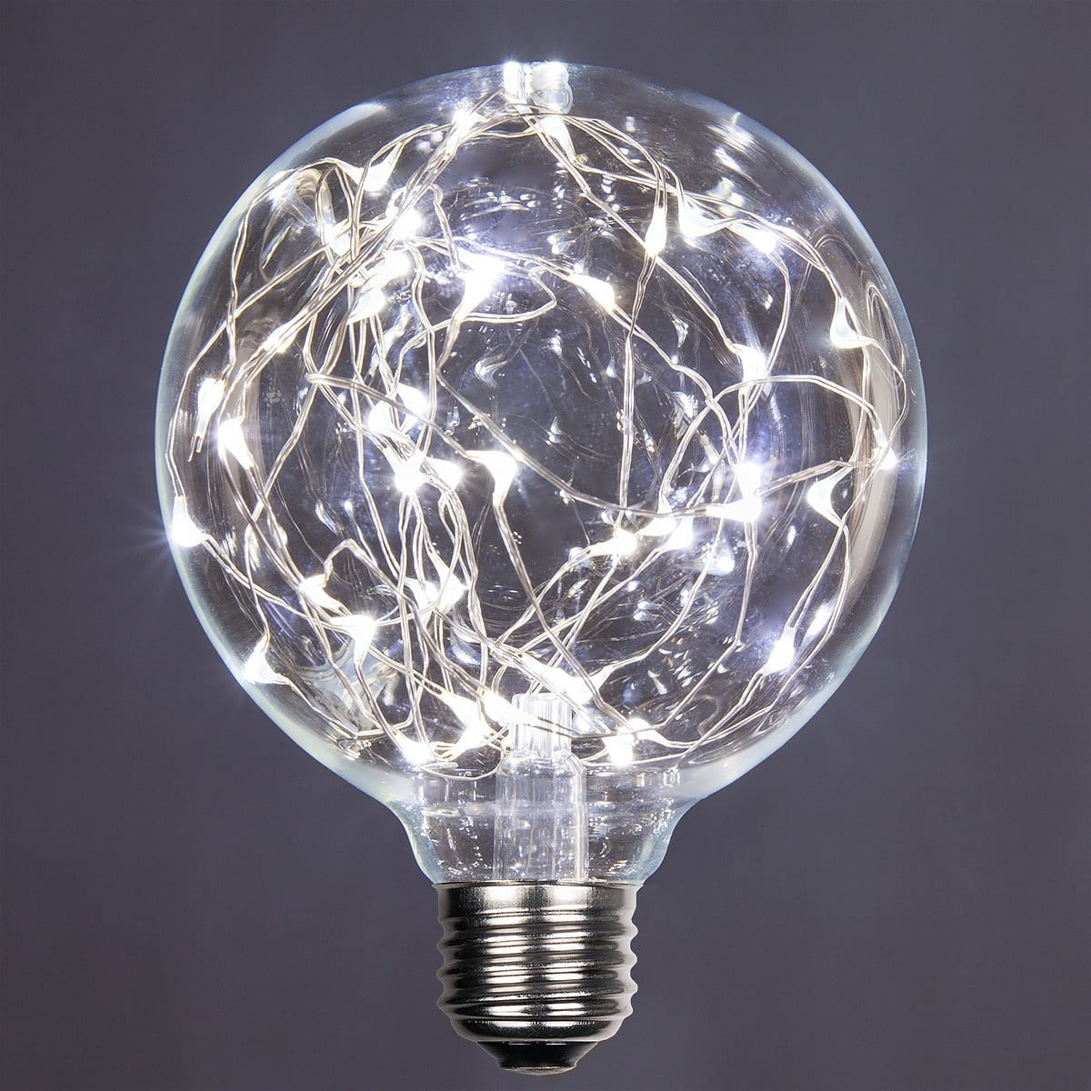 LEDimagine G80 Fairy Light Bulb, 50 Multicolor Color Changing LED Diodes Inside, Clear Glass Finish, E26 Base