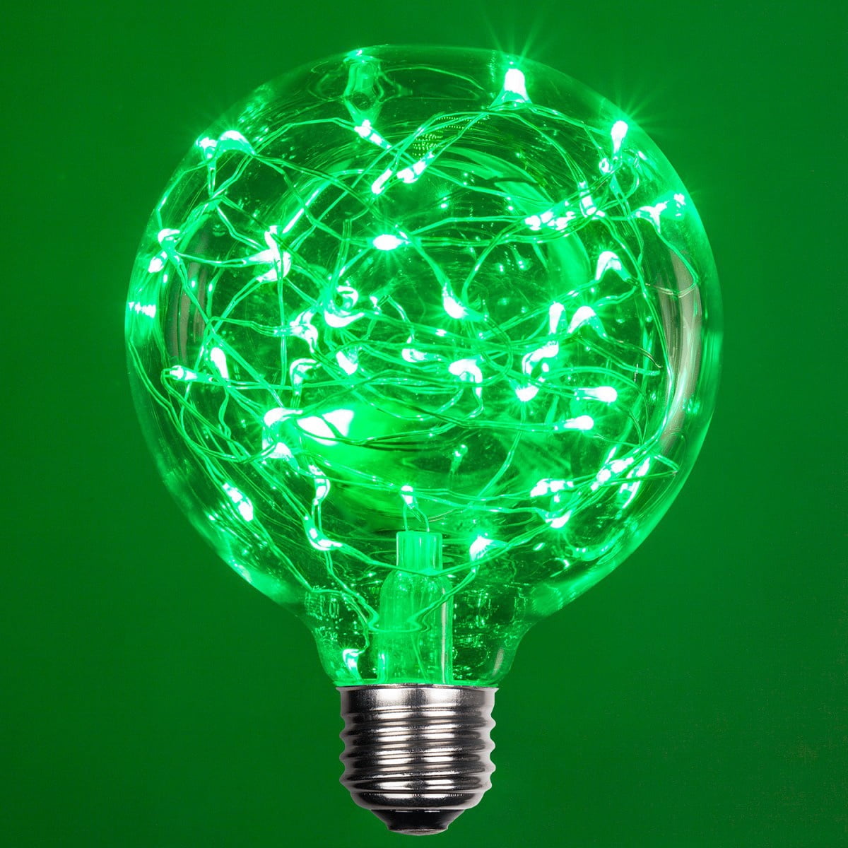 LEDimagine G80 Fairy Light Bulb, 50 Multicolor Color Changing LED Diodes Inside, Clear Glass Finish, E26 Base