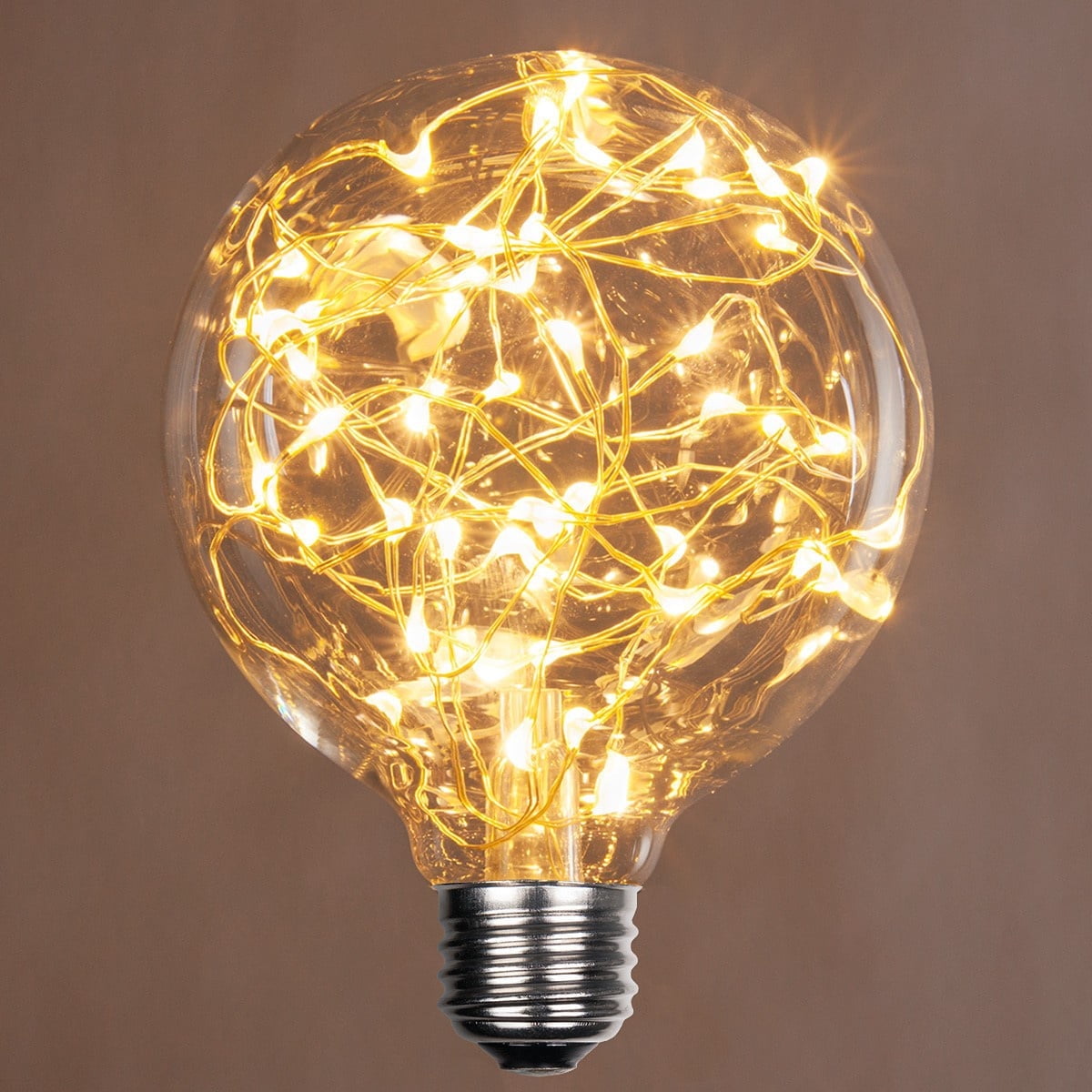 LEDimagine G80 Fairy Light Bulb, 50 Multicolor Color Changing LED Diodes Inside, Clear Glass Finish, E26 Base