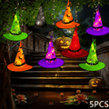 PMMIPNW Halloween Decorations Lighted Witch Hats Waterproof 5 PCS, Glowing Witch String Lights 12FT, Remote Control with 8 Modes for Outdoor Garden Halloween Party Decoration