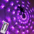 PMMIPNW Halloween Light Spider Web Lights 70 LED, Halloween String Lights Battery Operated with 8 Modes, Retro Haunted for Bedroom, Bar, Haunted House, Wall Halloween Decoration, Purple