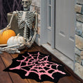 LHNFT Halloween Spider Web Bath Mat, Spooky Halloween Bathroom Rugs, High-Pile Soft Flocking Cool Rugs for Bedroom, Gothic Rug Gothic Home Decor, Black&Hot Pink, 20x32 Inch