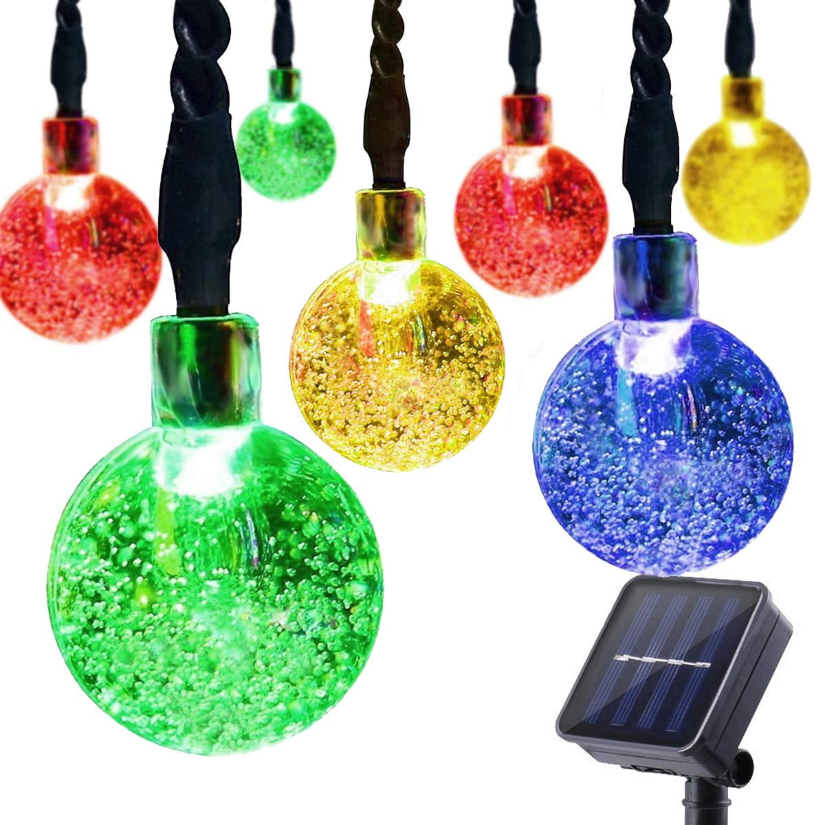 LINLIN Solar Crystal Ball String Lights,Waterproof LED Bubble Globe Solar Fairy Lights 8 Mode Ball String Lights for Bistro Garden Yard Home Party Wedding Christmas Decoration