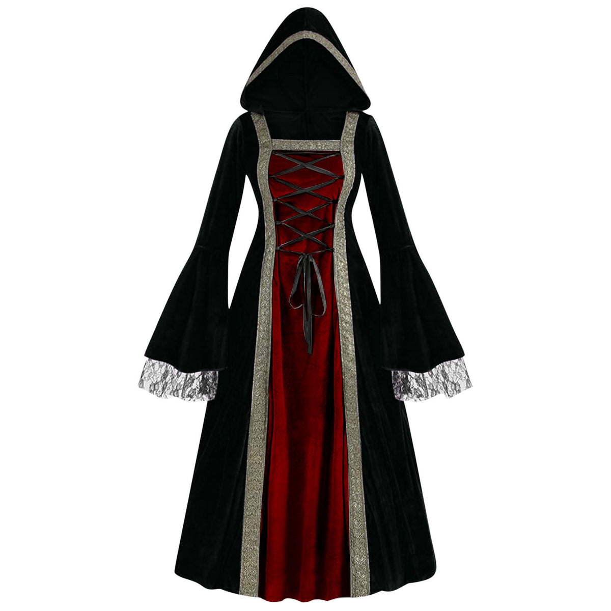 LYXSSBYX Maxi Dresses for Women Women's Long Sleeve Neck Dress Floor Length Cosplay Dress Plus Size Dress
