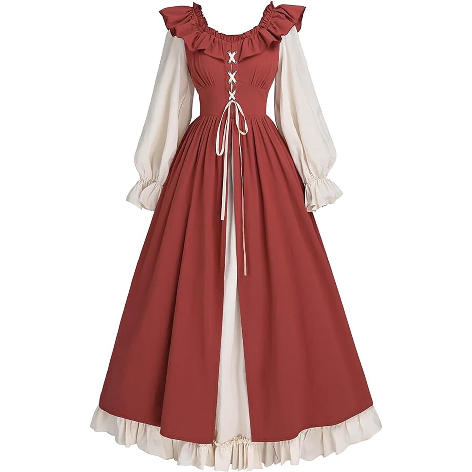 LYXSSBYX Maxi Dresses for Women Women's Long Sleeve Neck Dress Floor Length Cosplay Dress Plus Size Dress