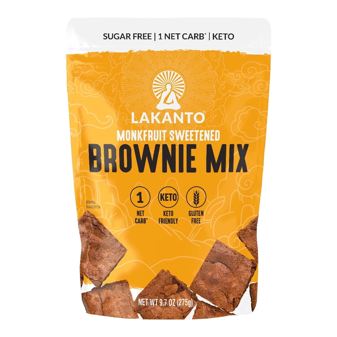 Lakanto Sugar Free Brownie Mix - Sweetened with Monk Fruit Sweetener, Keto Diet Friendly, Dutched Cocoa, High in Fiber, 3g Net Carbs, Gluten Free, Easy to Make (Pack of 3)