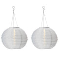 Lampions Solar Outdoor,Sky 2 Pieces Solar LED Lantern Waterproof Nylon Hanging Garden Lantern 25cm Solar Lighting for Garden, Courtyard, Terrace, Wedding, Halloween Fest Decoration (White)