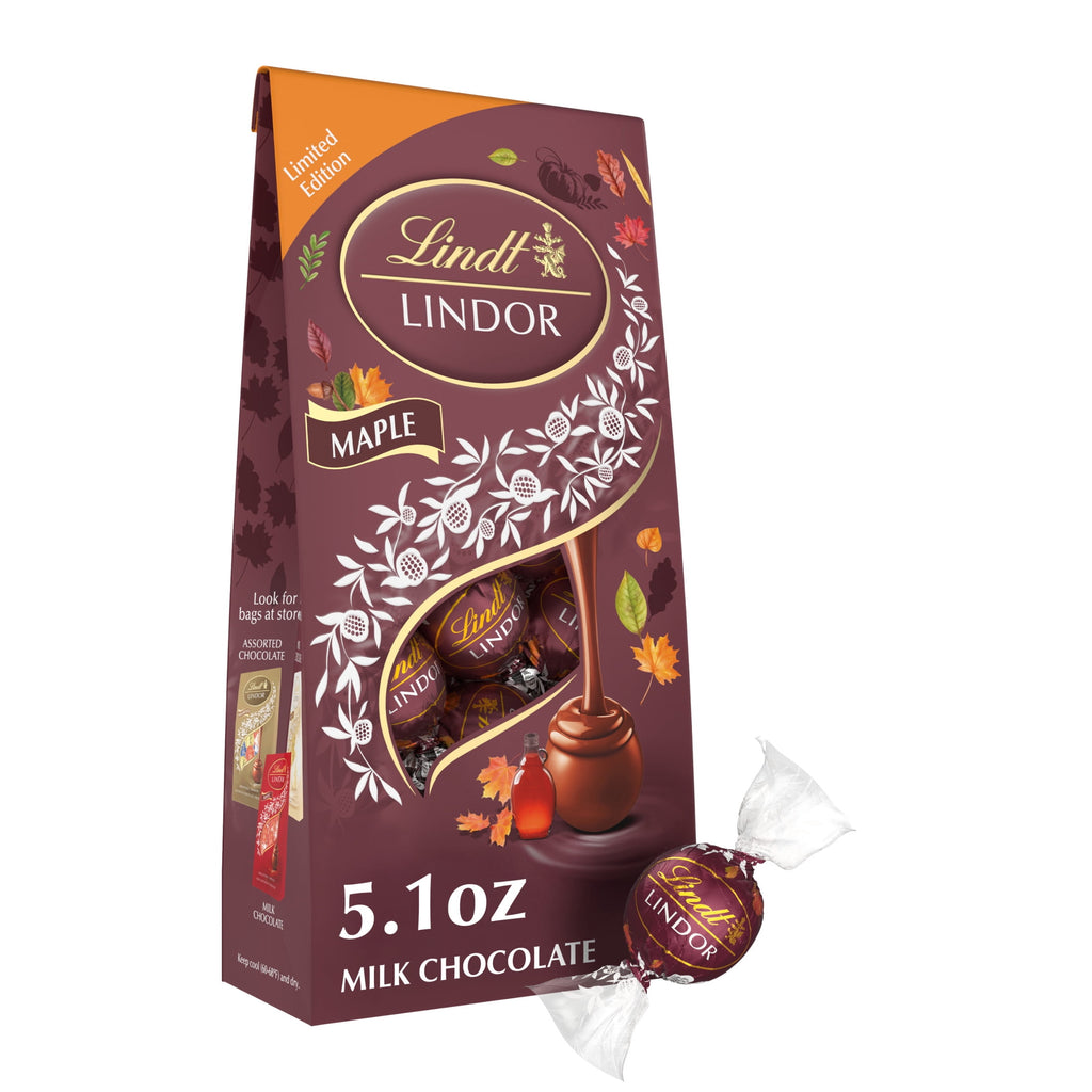 Lindt Lindor Maple Milk Chocolate Candy Truffles, 5.1 oz. Bag