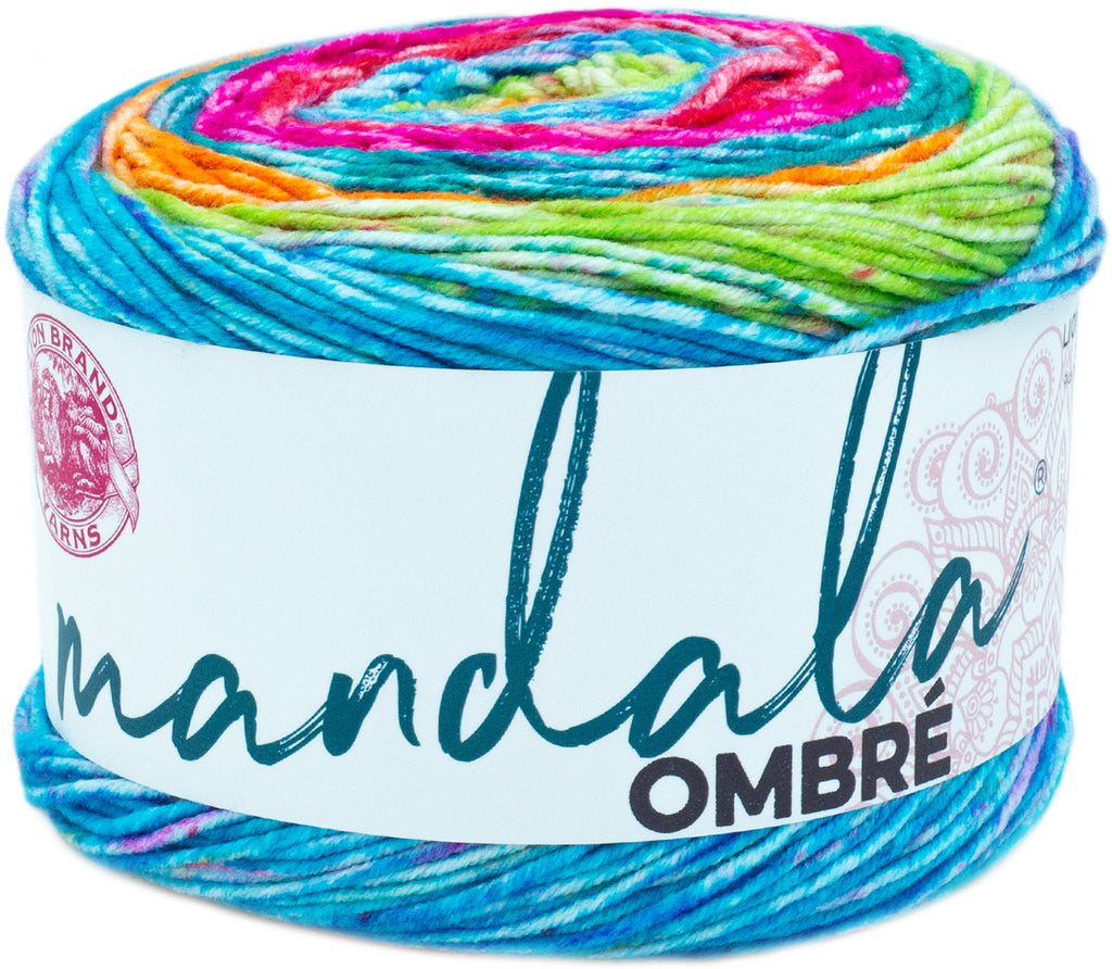 Lion Brand Yarn Mandala Ombre Happy Cake Medium Acrylic Multi-color Yarn